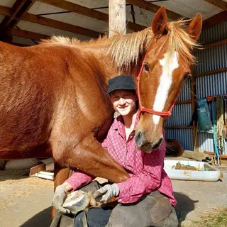 Lina bei der Hufbearbeitung